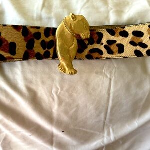KJL Leopard Belt, Striking Leopard Leather Vintage Belt.